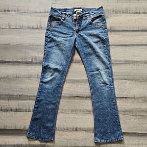 Democracy Rebel Barely Boot Blue Jeans with Subtle Distressing